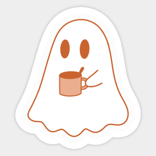 A cute ghost with a cup of tea/coffee/hot chocolate Sticker